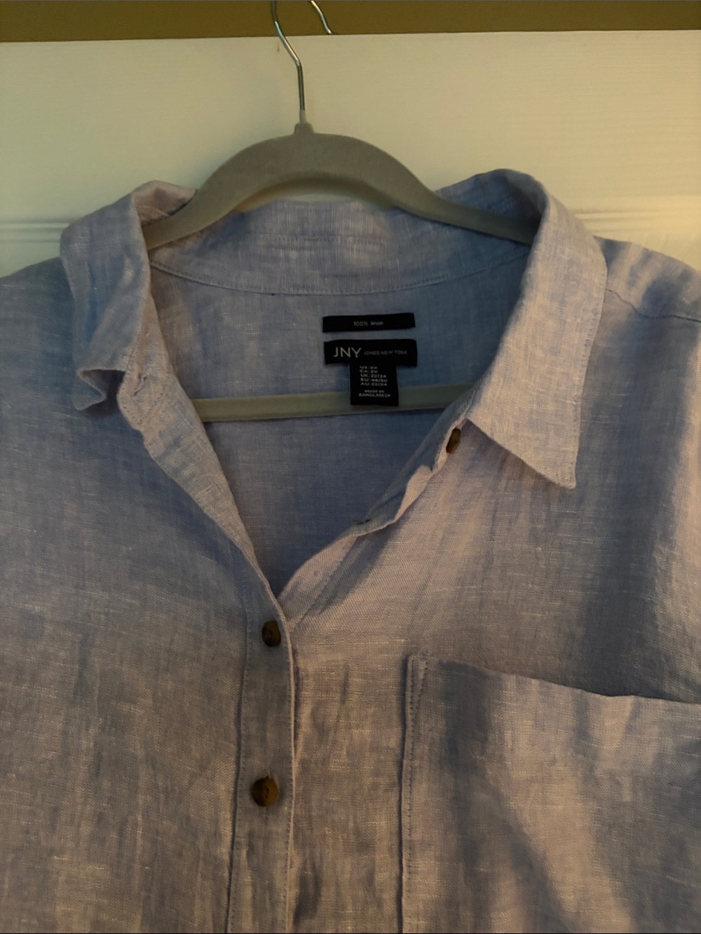 NY Collection women’s Light Blue Linen Button-Down Shirt